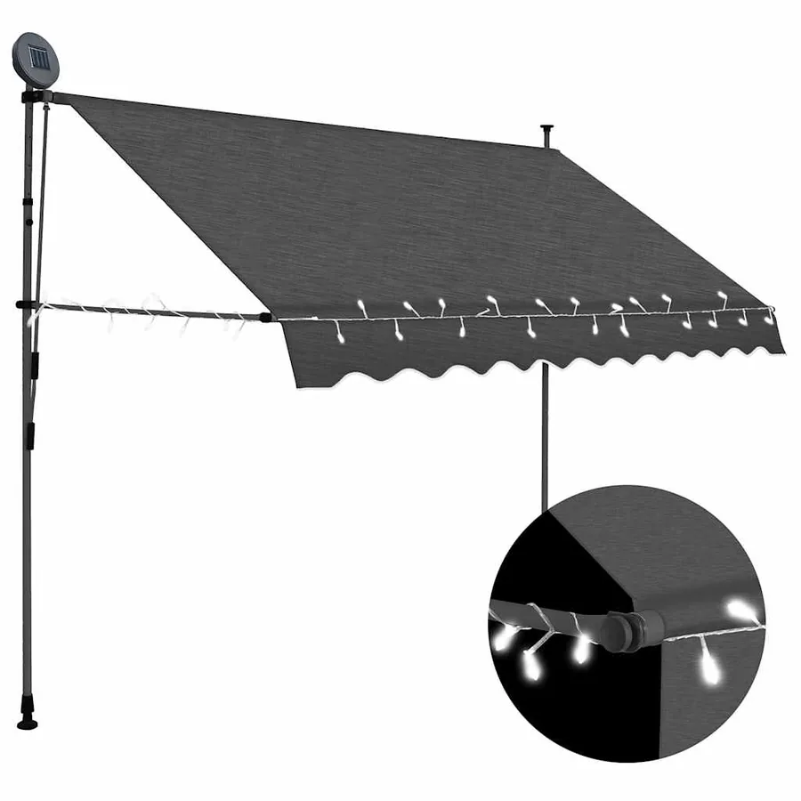Auvent manuel rétractable avec LED 300 cm Anthracite