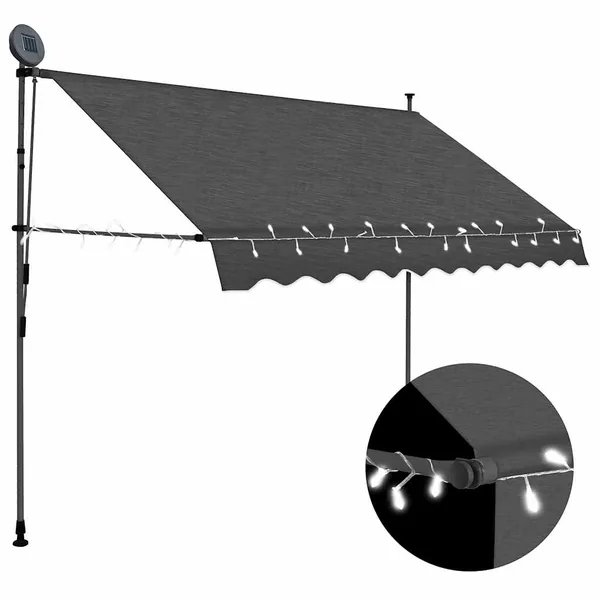 Auvent manuel rétractable avec LED 300 cm Anthracite