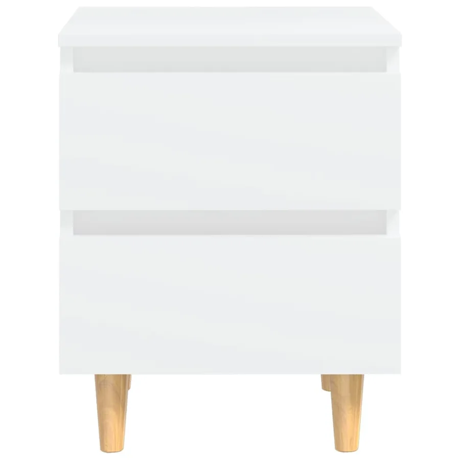 Table de chevet avec pieds en pin Blanc 40x35x50 cm - 3