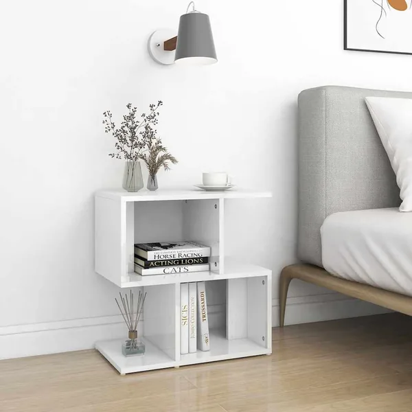 Tables de chevet 2 pcs blanc brillant bois d'ingénierie