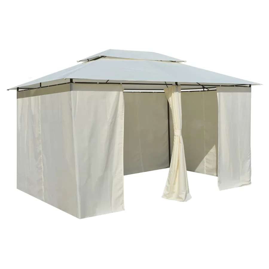 Tonnelle avec rideaux 4 x 3 m Blanc - 4