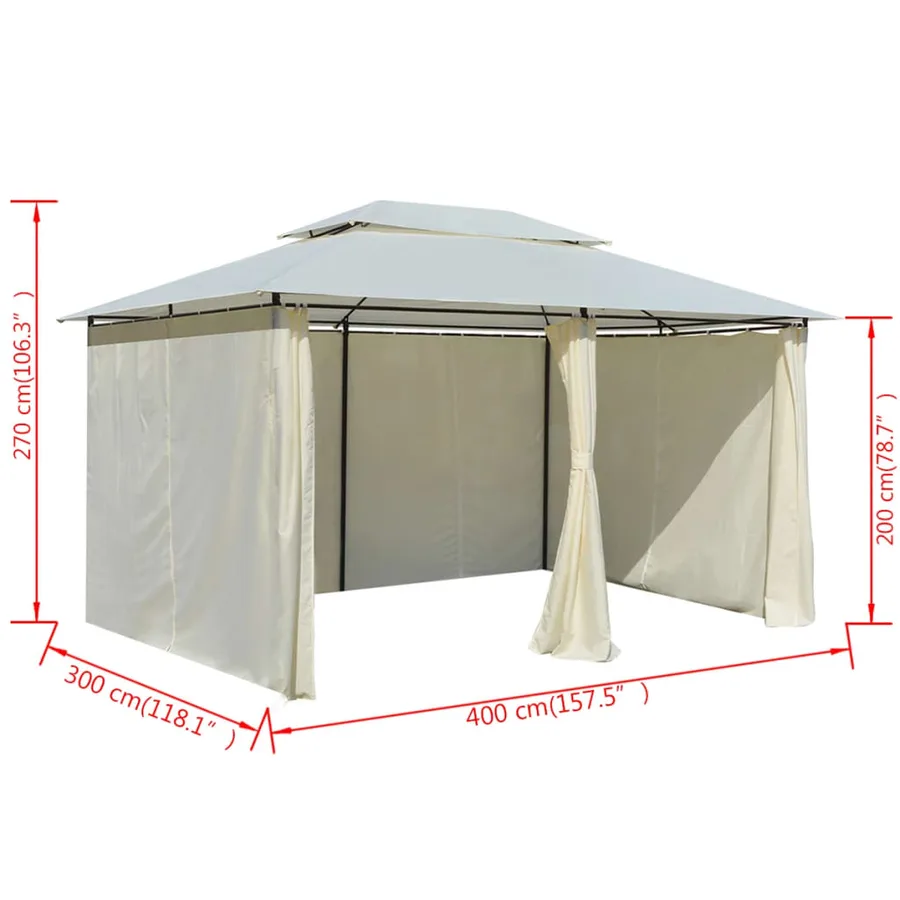 Tonnelle avec rideaux 4 x 3 m Blanc - 8