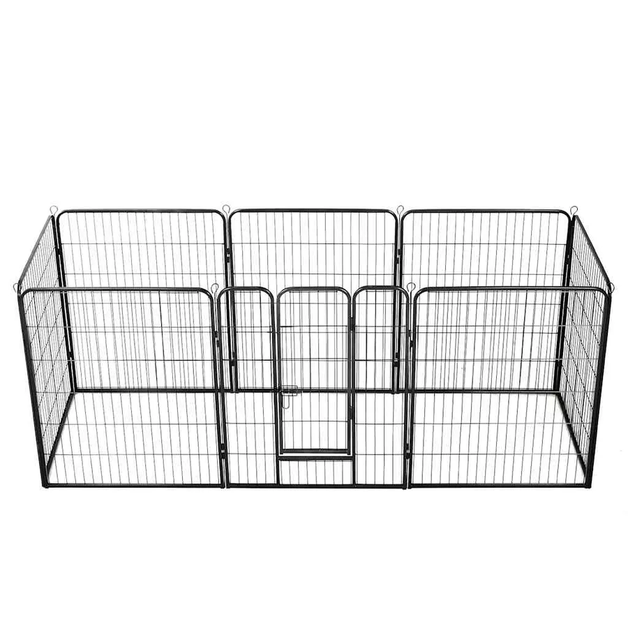 Parc pour chiens 8 panneaux Acier 80 x 100 cm Noir - 2