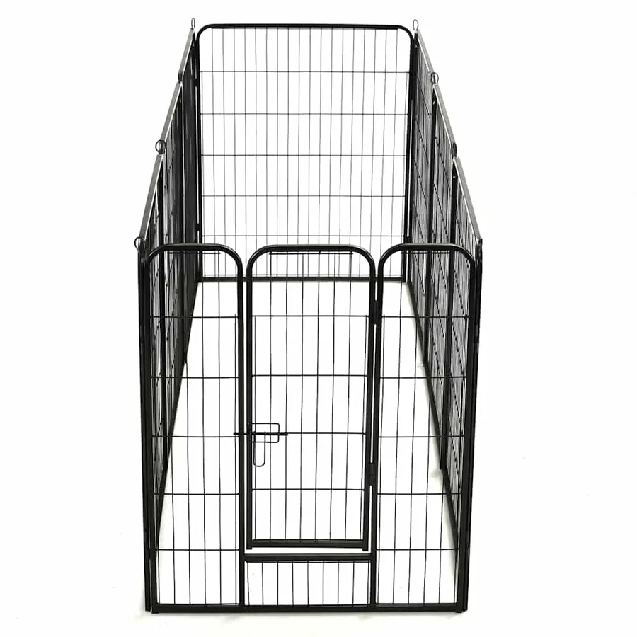 Parc pour chiens 8 panneaux Acier 80 x 100 cm Noir - 4