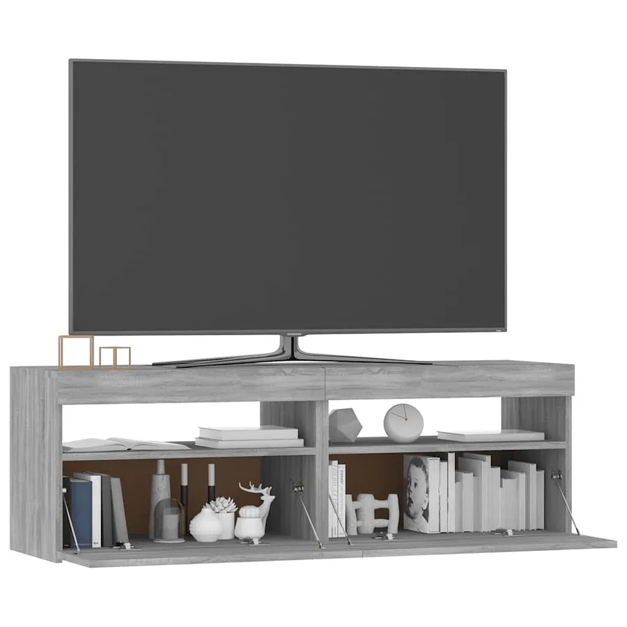 Meuble TV avec lumières LED sonoma gris 120x35x40 cm - 13