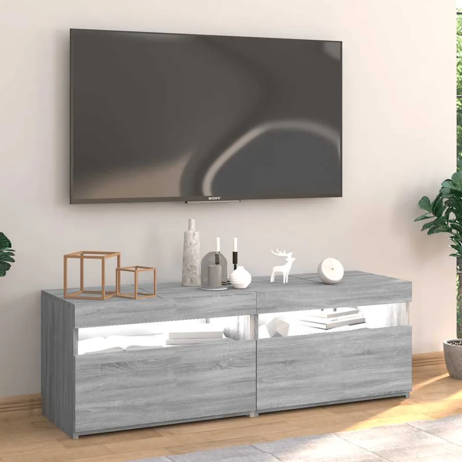 Meuble TV avec lumières LED sonoma gris 120x35x40 cm - 3