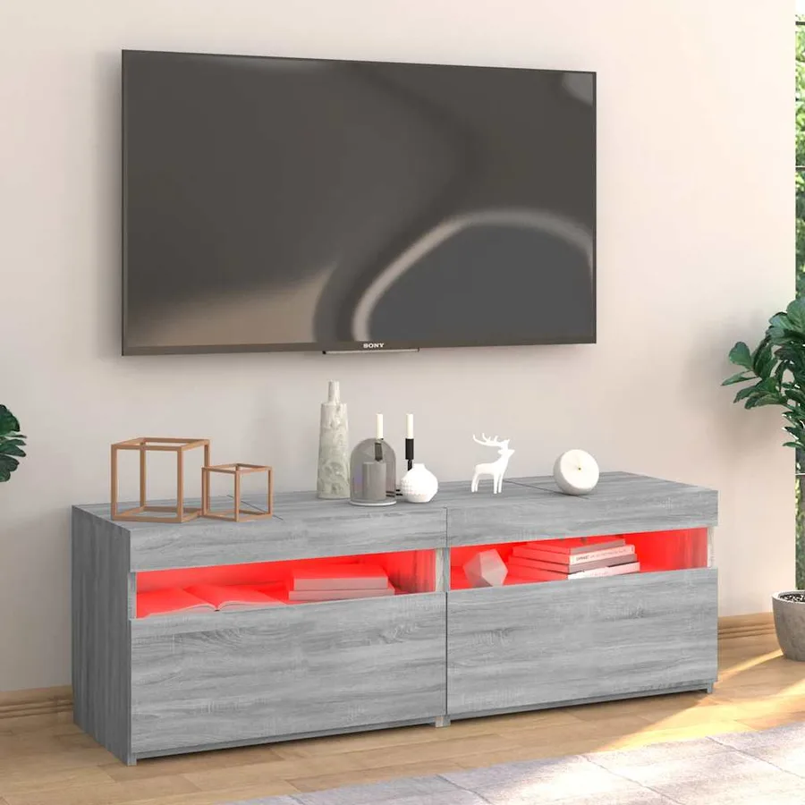 Meuble TV avec lumières LED sonoma gris 120x35x40 cm - 4