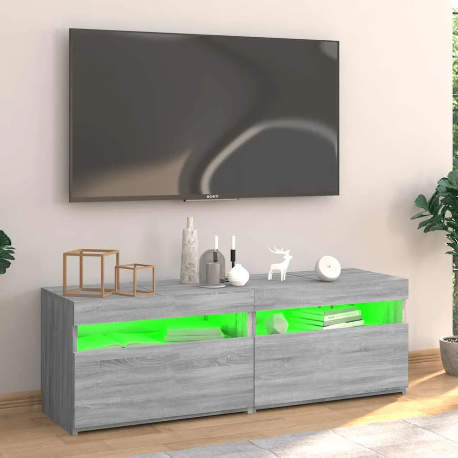 Meuble TV avec lumières LED sonoma gris 120x35x40 cm - 5