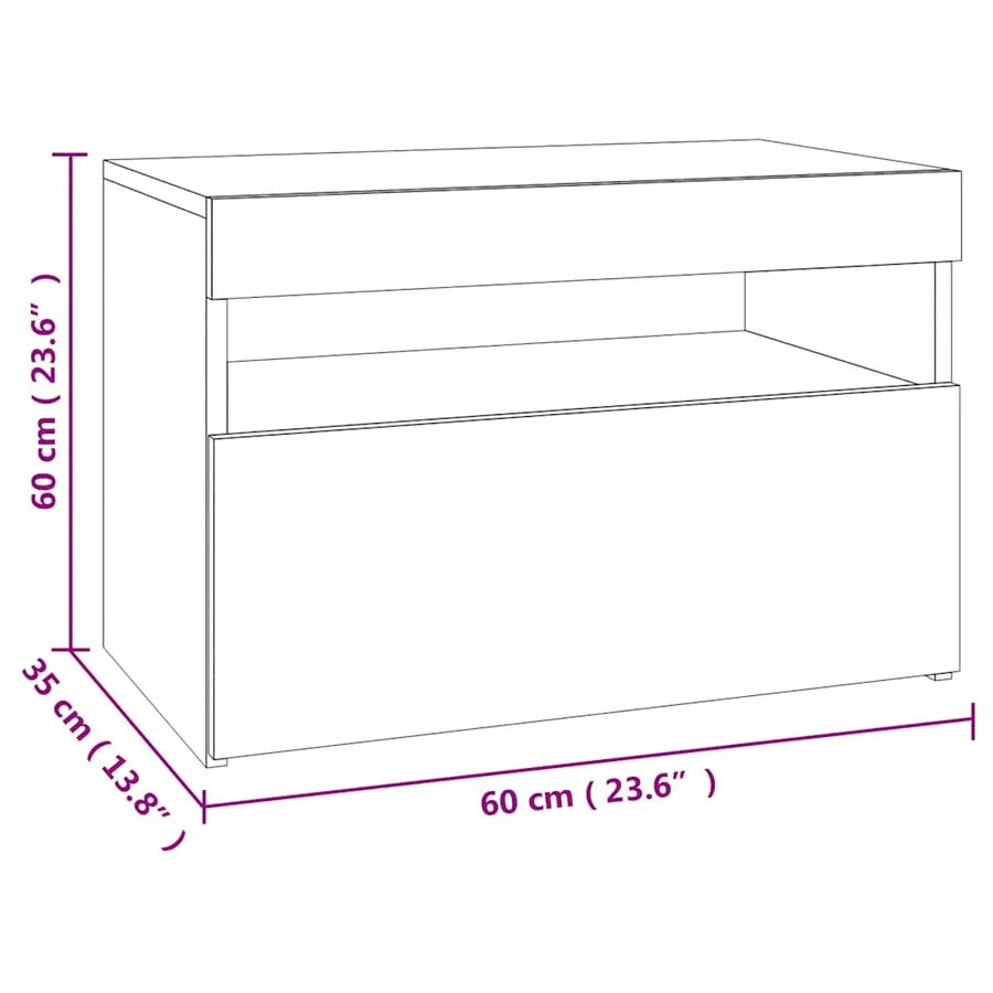 Meuble TV avec lumières LED gris béton 60x35x40 cm - 18