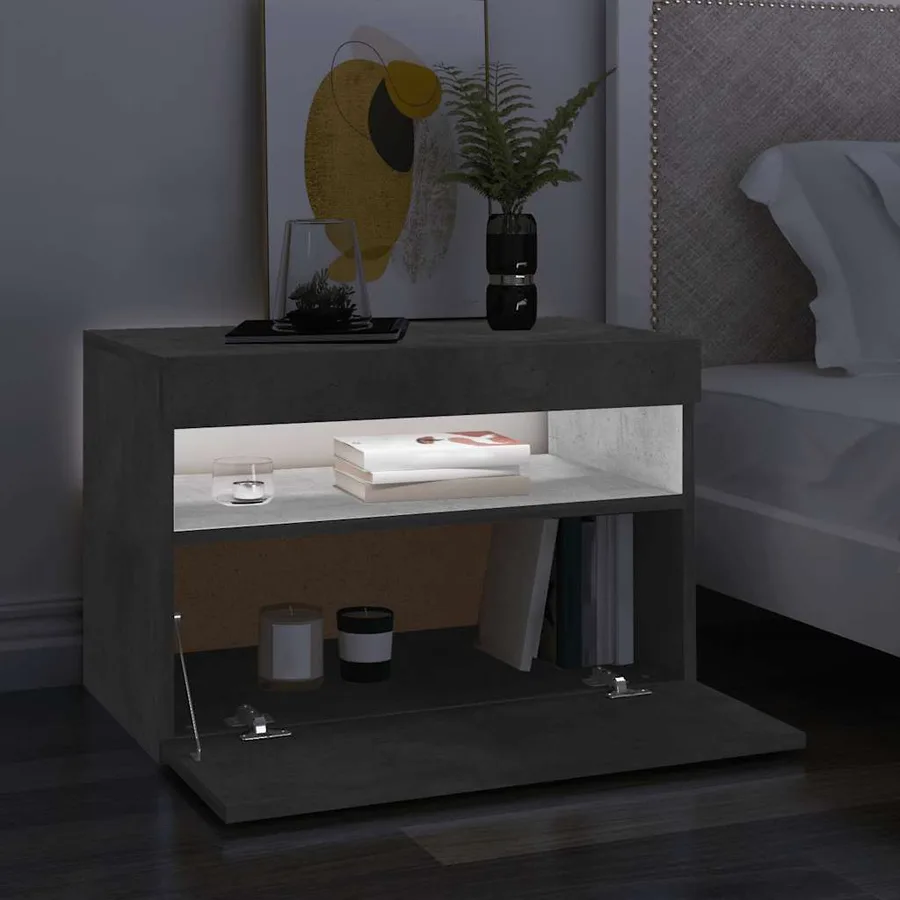 Meuble TV avec lumières LED gris béton 60x35x40 cm - 3