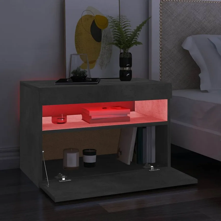 Meuble TV avec lumières LED gris béton 60x35x40 cm - 4