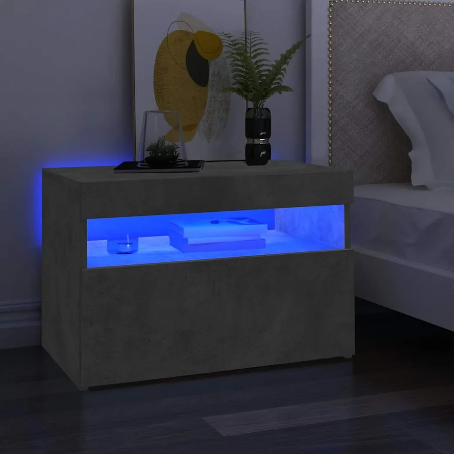Meuble TV avec lumières LED gris béton 60x35x40 cm - 6