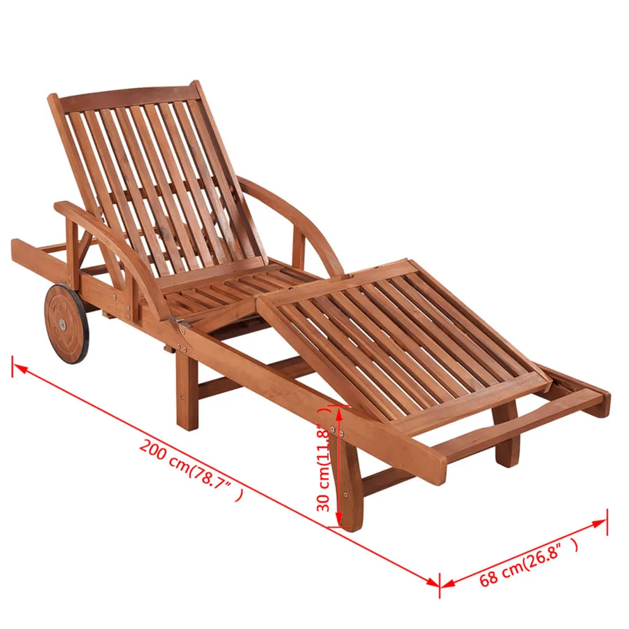 Chaises longues lot de 2 avec table Bois d'acacia solide - 10