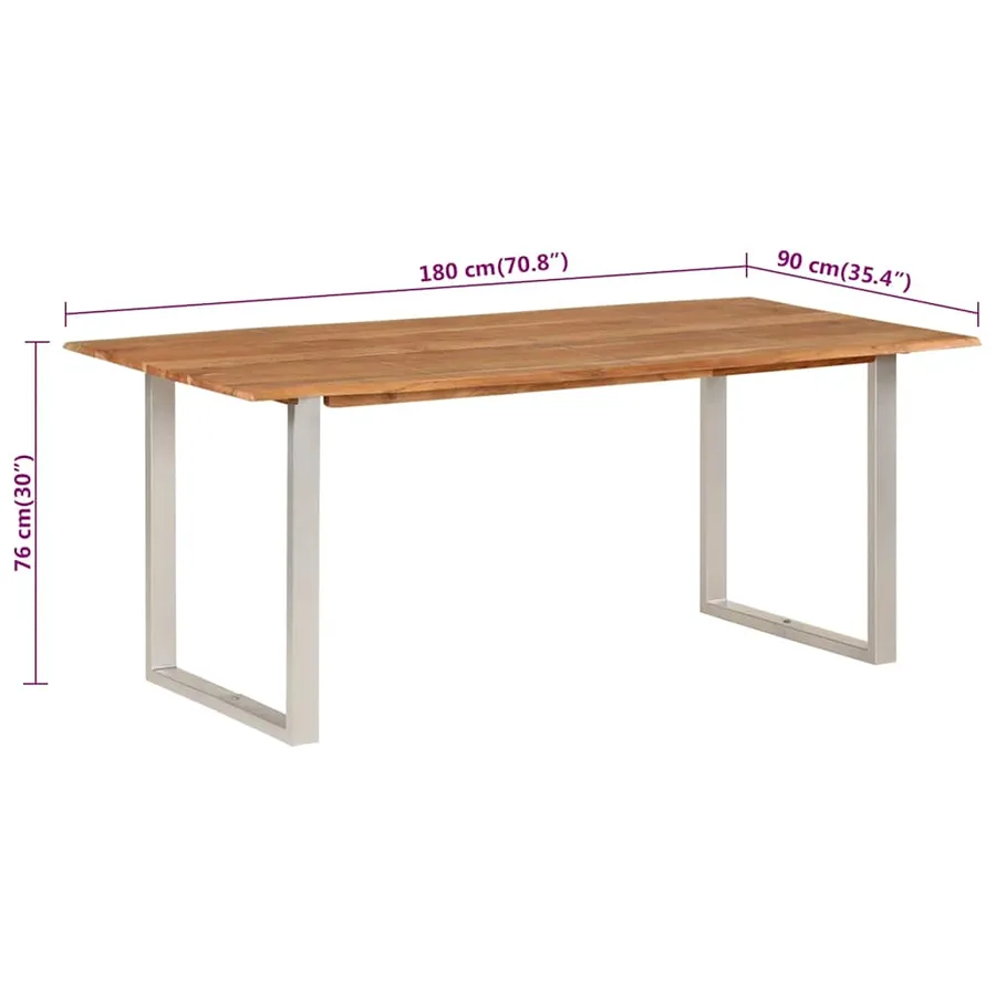 Table de salle à manger 180x90x76 cm Bois d'acacia massif - 10