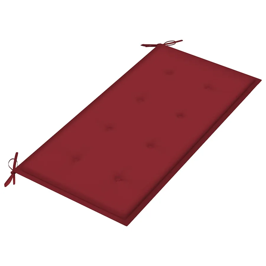 Banc de jardin avec coussin rouge bordeaux 112 cm Teck massif - 5