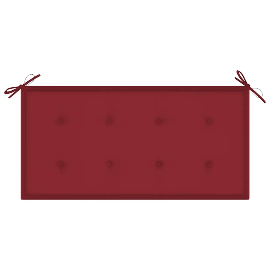 Banc de jardin avec coussin rouge bordeaux 112 cm Teck massif - 6