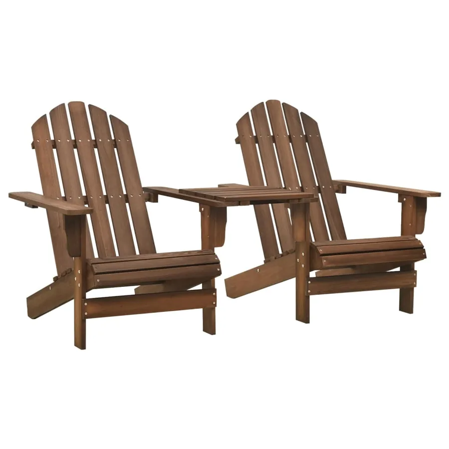 Chaises de jardin Adirondack avec table bois de sapin marron