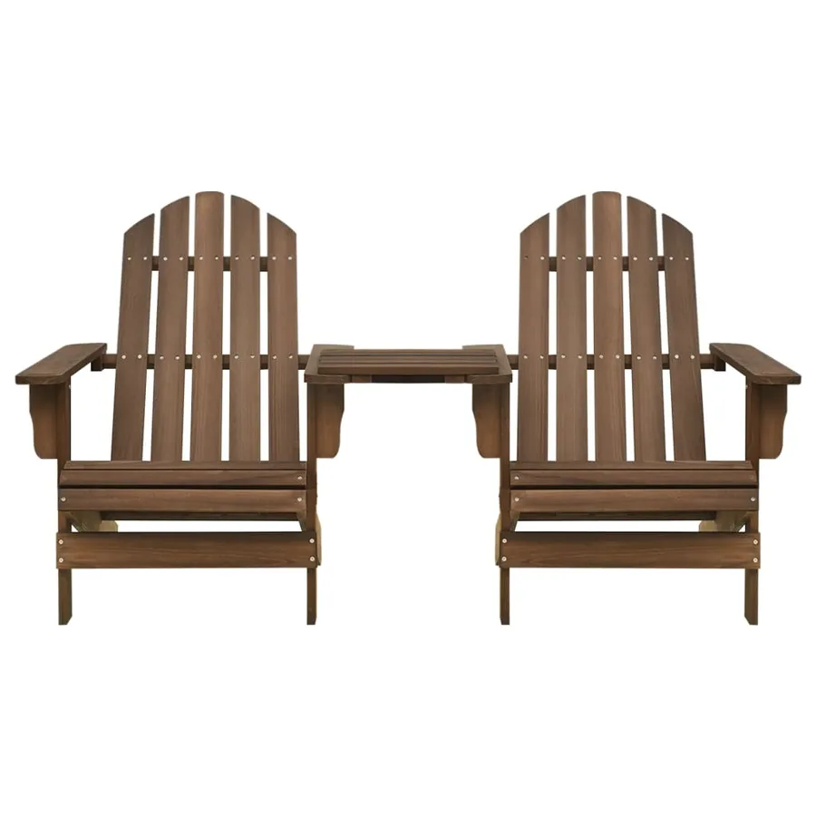 Chaises de jardin Adirondack avec table bois de sapin marron - 2
