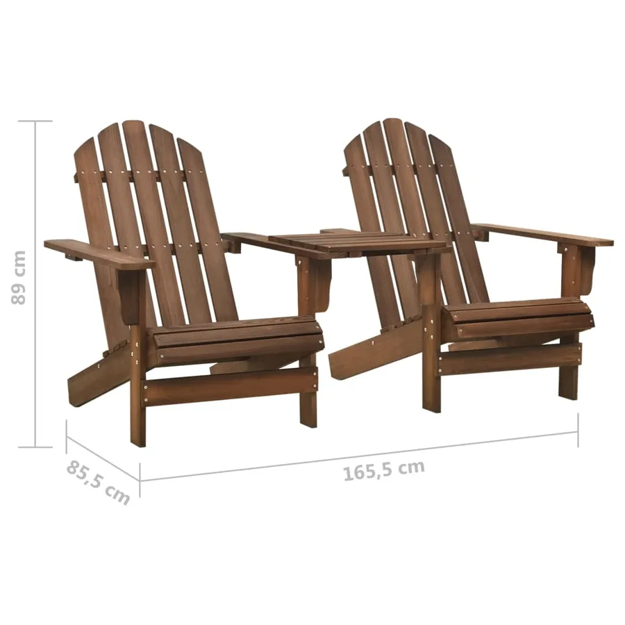 Chaises de jardin Adirondack avec table bois de sapin marron - 6