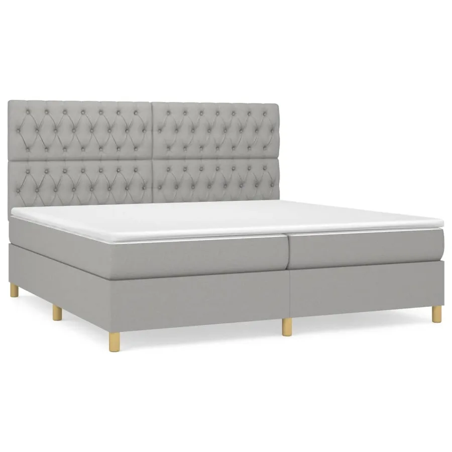 Sommier à lattes de lit avec matelas Gris clair 200x200cm Tissu - 2