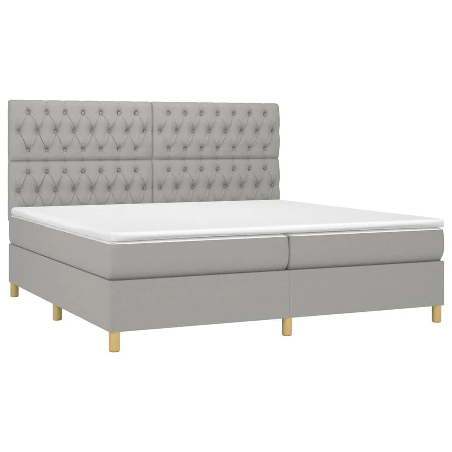 Sommier à lattes de lit avec matelas Gris clair 200x200cm Tissu - 3
