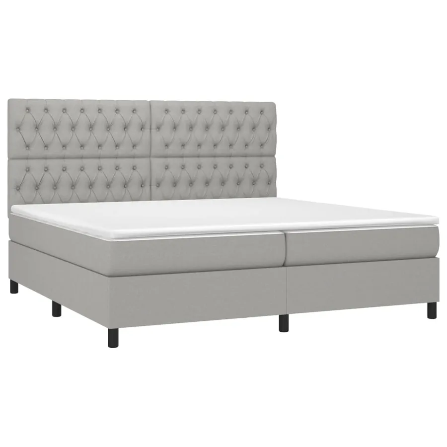 Sommier à lattes de lit et matelas et LED Gris clair 200x200 cm - 3