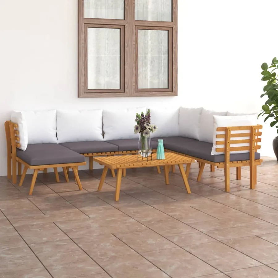 Salon de jardin 8 pcs avec coussins Bois d'acacia solide