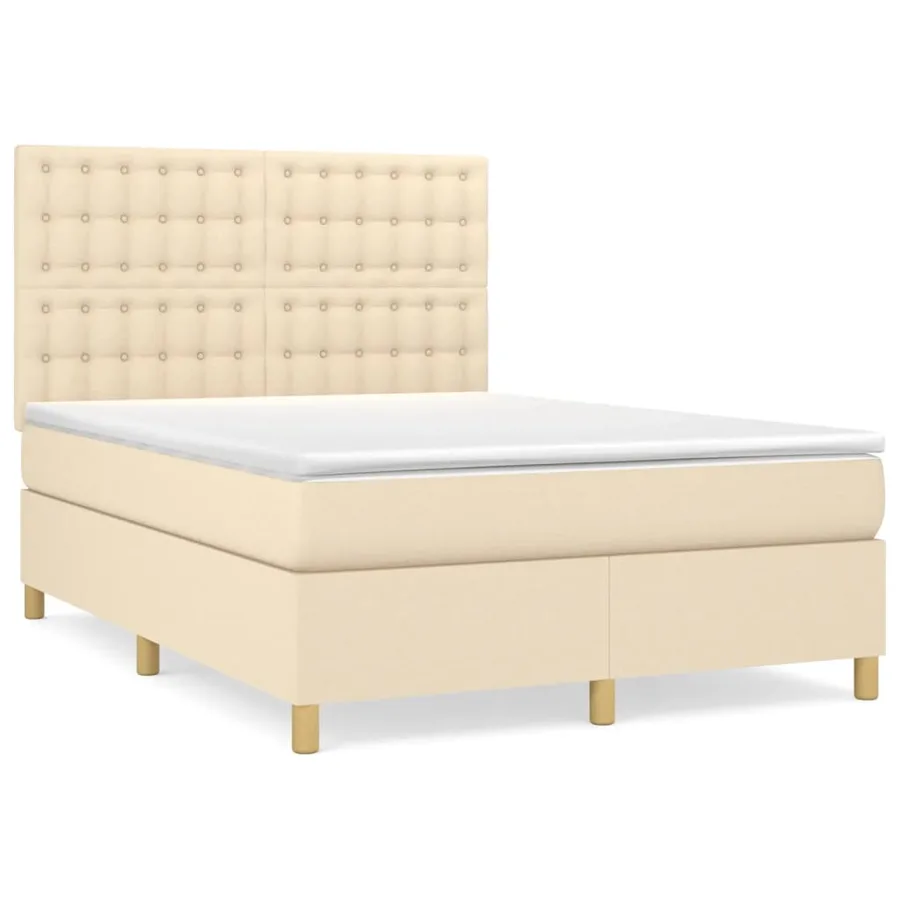 Sommier à lattes de lit avec matelas Crème 140x200 cm Tissu - 2