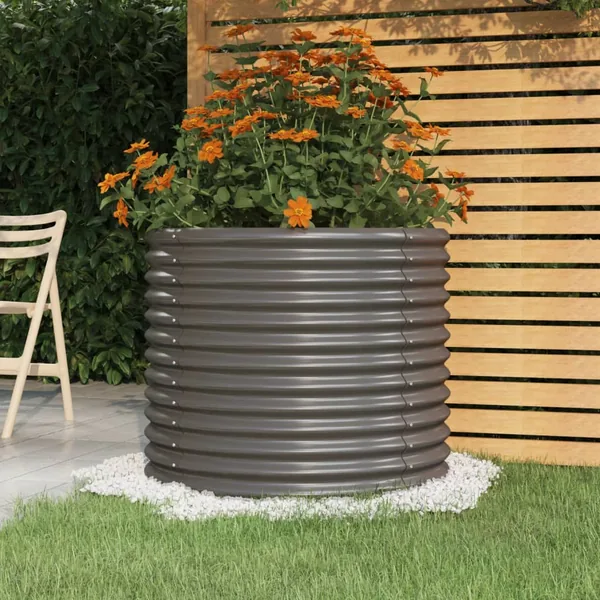 Jardinière de jardin Acier galvanisé 80x80x68 cm Gris