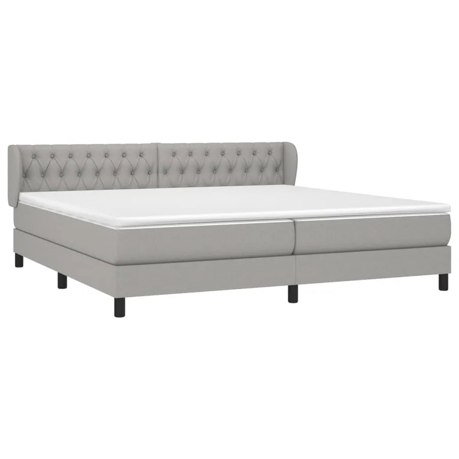 Sommier à lattes de lit avec matelas Gris clair 200x200cm Tissu - 3