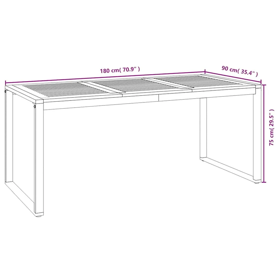 Ensemble à manger de jardin 5 pcs bois d'acacia massif et métal - 8