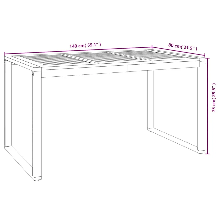 Ensemble à manger de jardin 5 pcs bois d'acacia massif et métal - 8