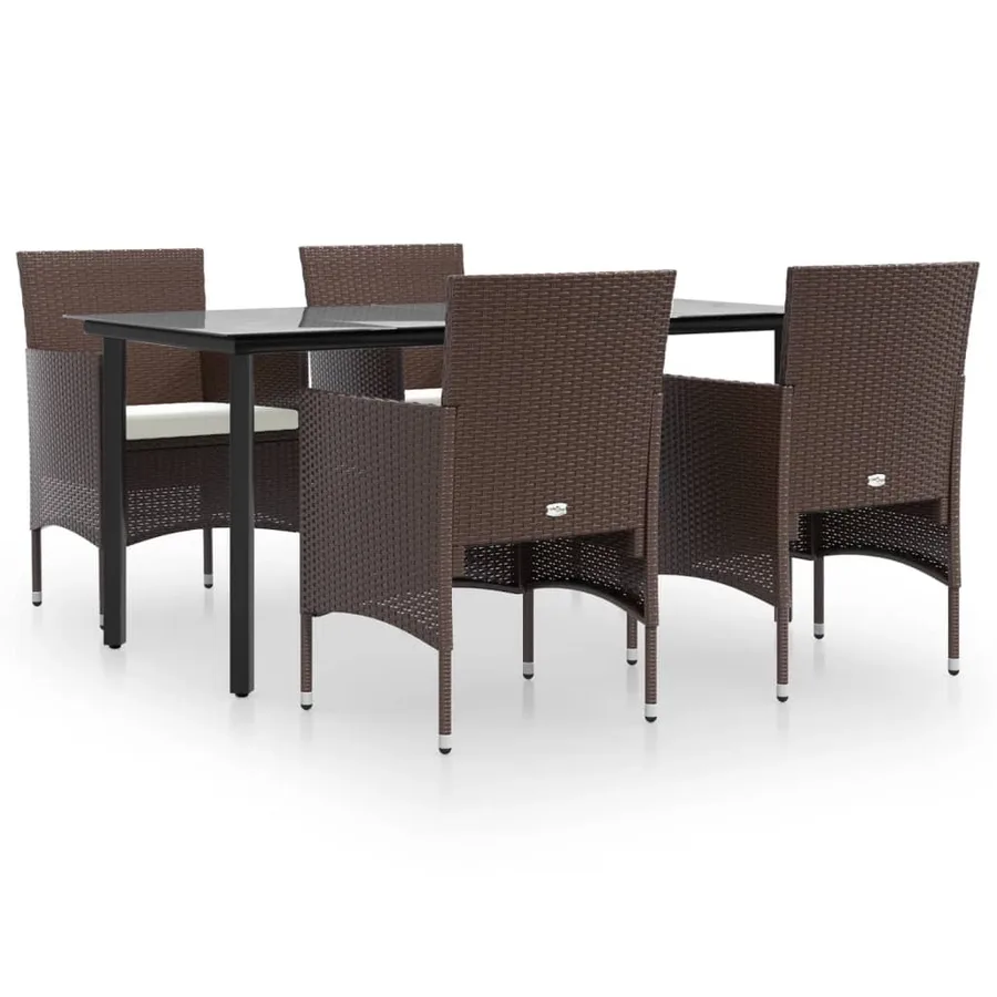 Ensemble à manger de jardin coussins 5 pcs Marron/noir - 2