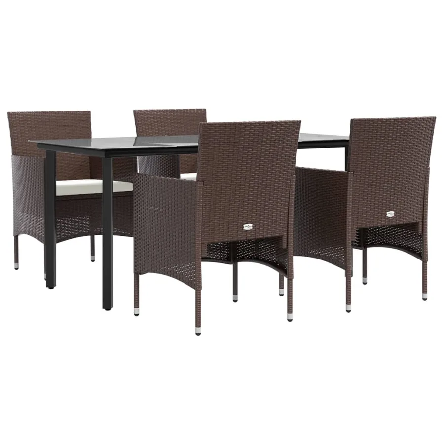 Ensemble à manger de jardin coussins 5 pcs Marron/noir - 3