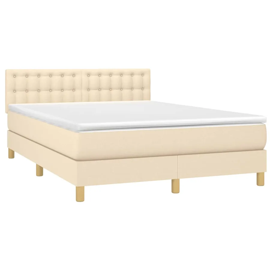 Sommier à lattes de lit avec matelas Crème 140x200 cm Tissu - 3