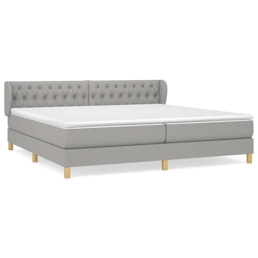 Sommier à lattes de lit avec matelas Gris clair 200x200cm Tissu - 2