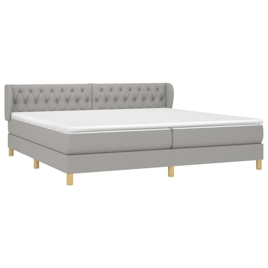 Sommier à lattes de lit avec matelas Gris clair 200x200cm Tissu - 3
