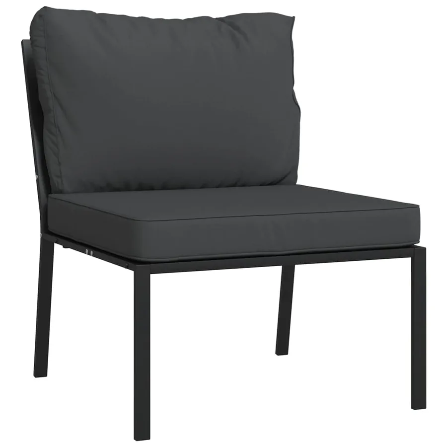 Salon de jardin 5 pcs avec coussins gris acier - 5