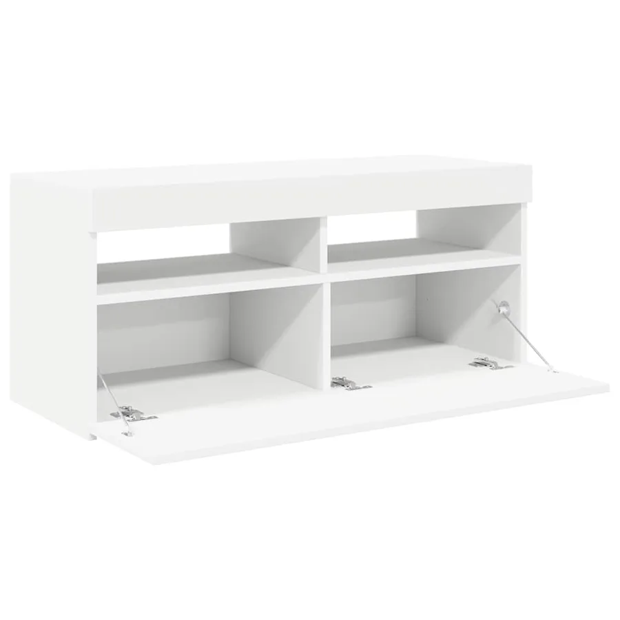 Meuble TV avec lumières LED blanc 90x35x40 cm - 7