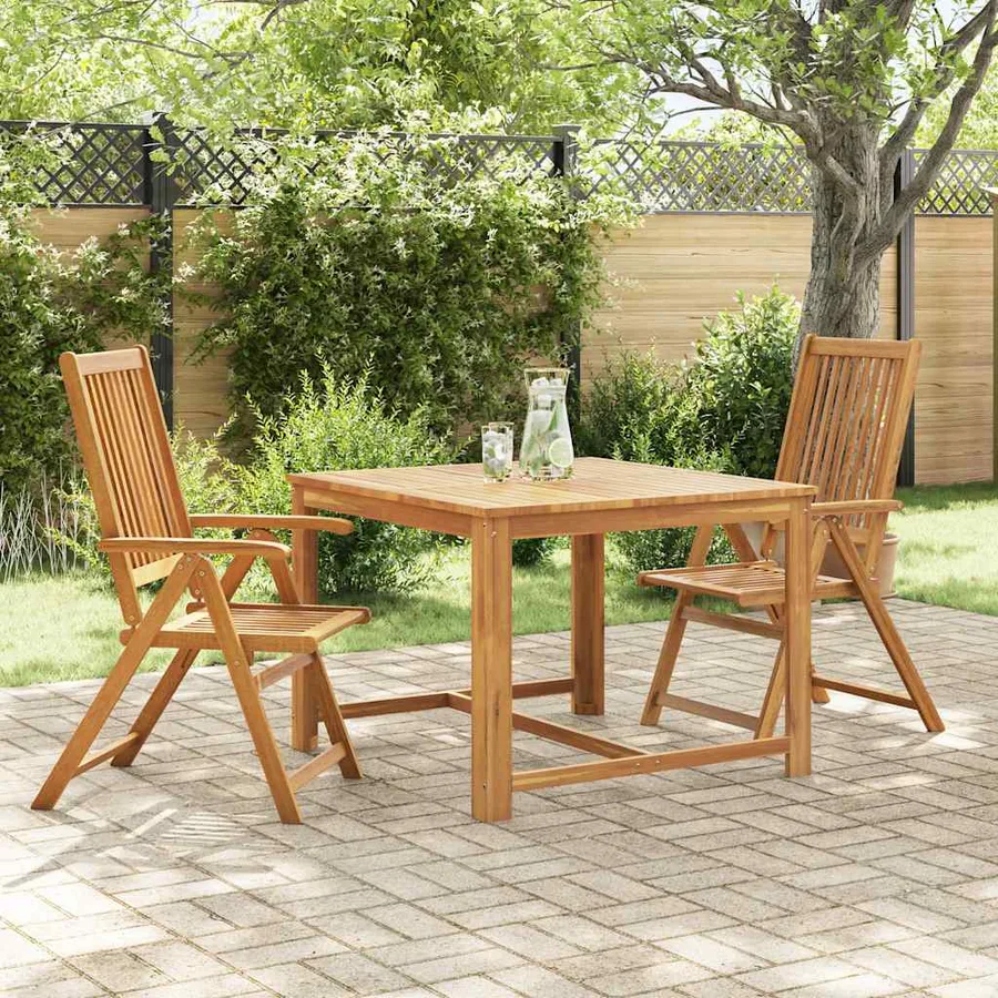 Chaises pliables de jardin lot de 2 Bois solide d'acacia Marron - 3