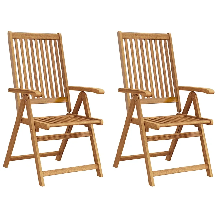 Chaises pliables de jardin lot de 2 Bois solide d'acacia Marron - 5