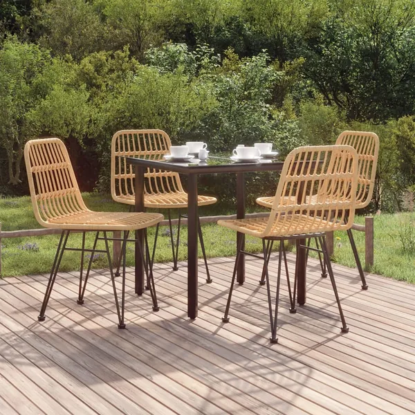 Ensemble à manger de jardin 5pcs Résine tressée
