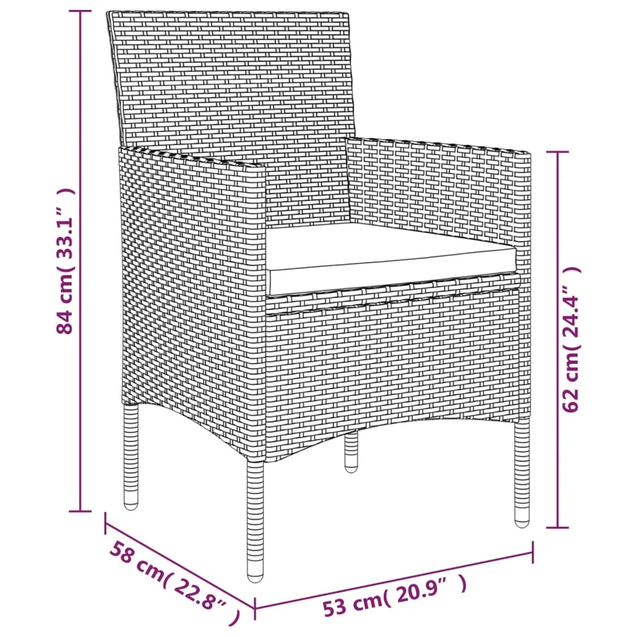 Ensemble à manger de jardin et coussins 5pcs Gris/noir - 10