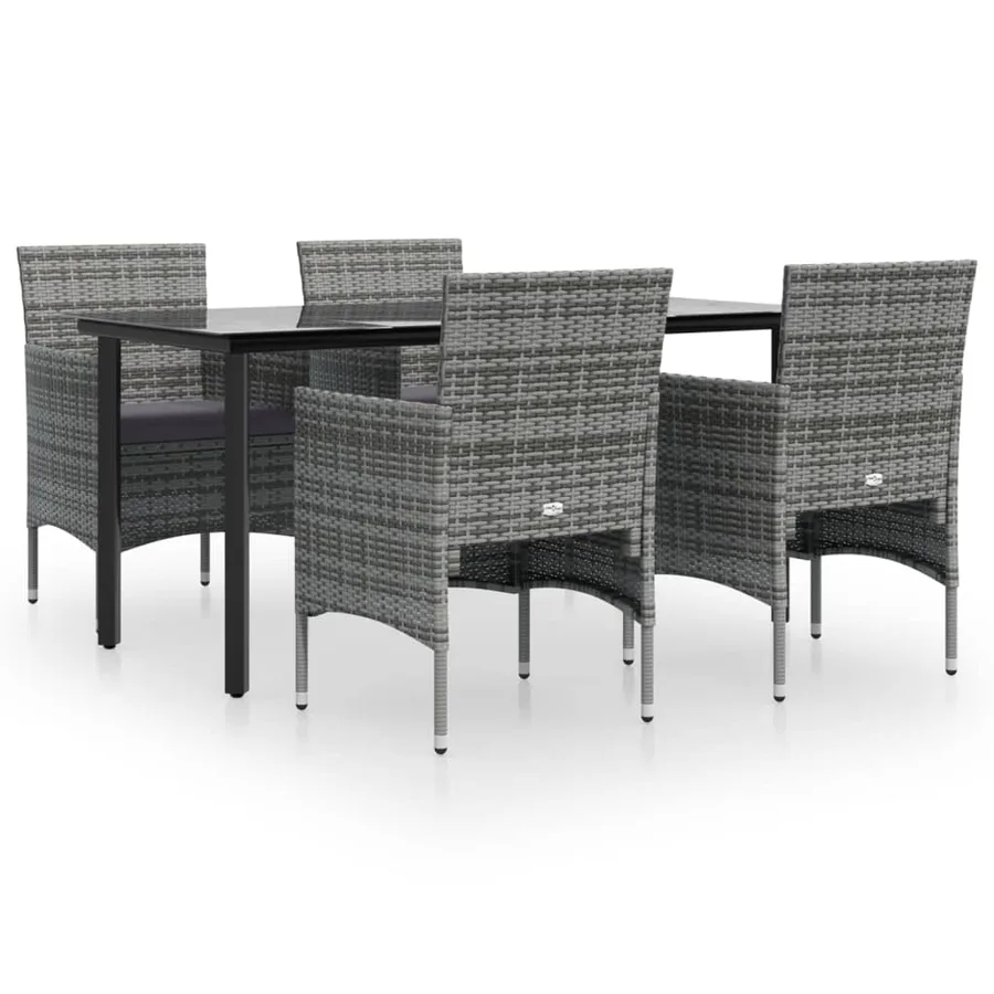 Ensemble à manger de jardin et coussins 5pcs Gris/noir - 2