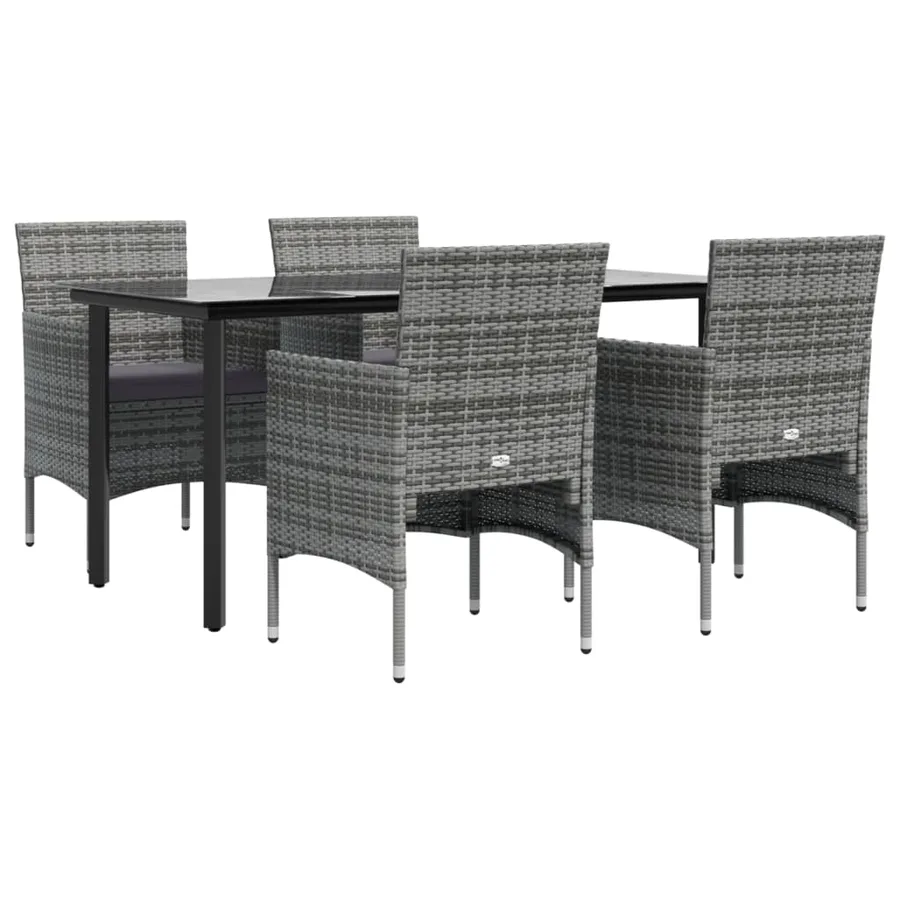 Ensemble à manger de jardin et coussins 5pcs Gris/noir - 3