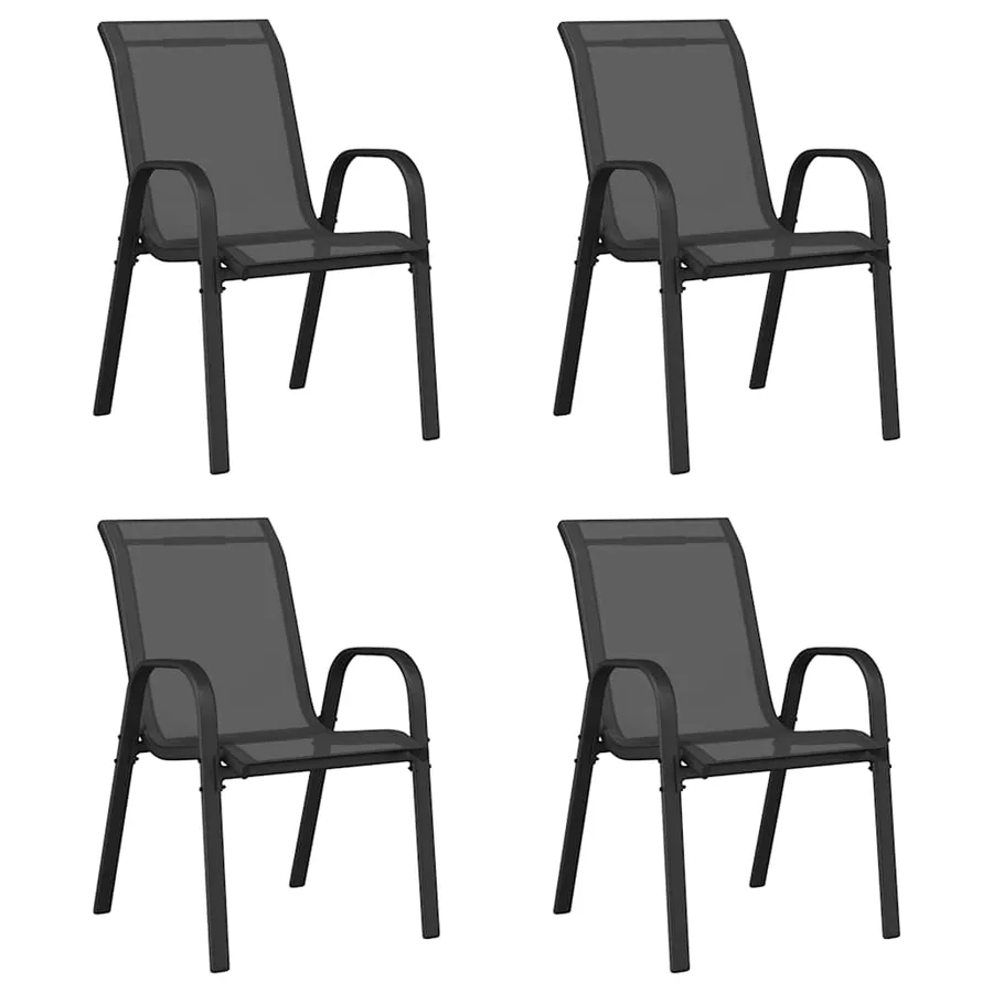Chaises empilables de jardin lot de 4 Noir Tissu textilène - 2