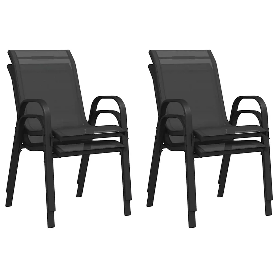 Chaises empilables de jardin lot de 4 Noir Tissu textilène - 8