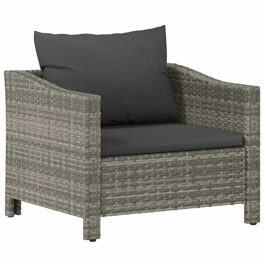 Fauteuil de jardin avec coussin en polyrotin gris - 2