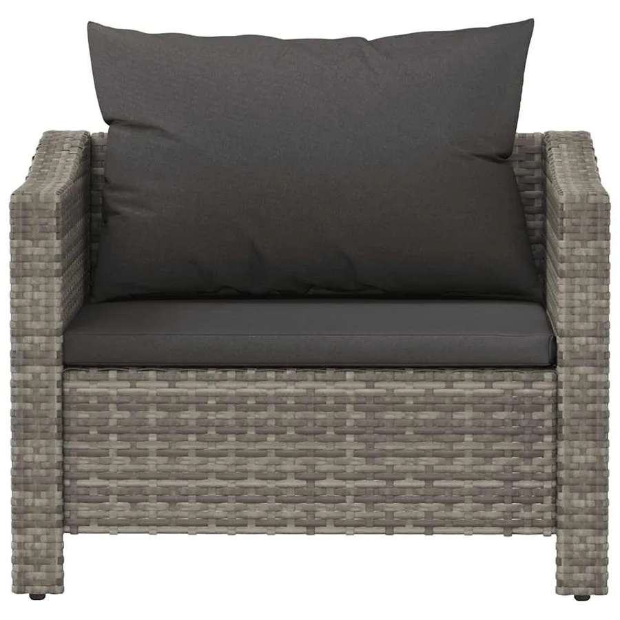 Fauteuil de jardin avec coussin en polyrotin gris - 4