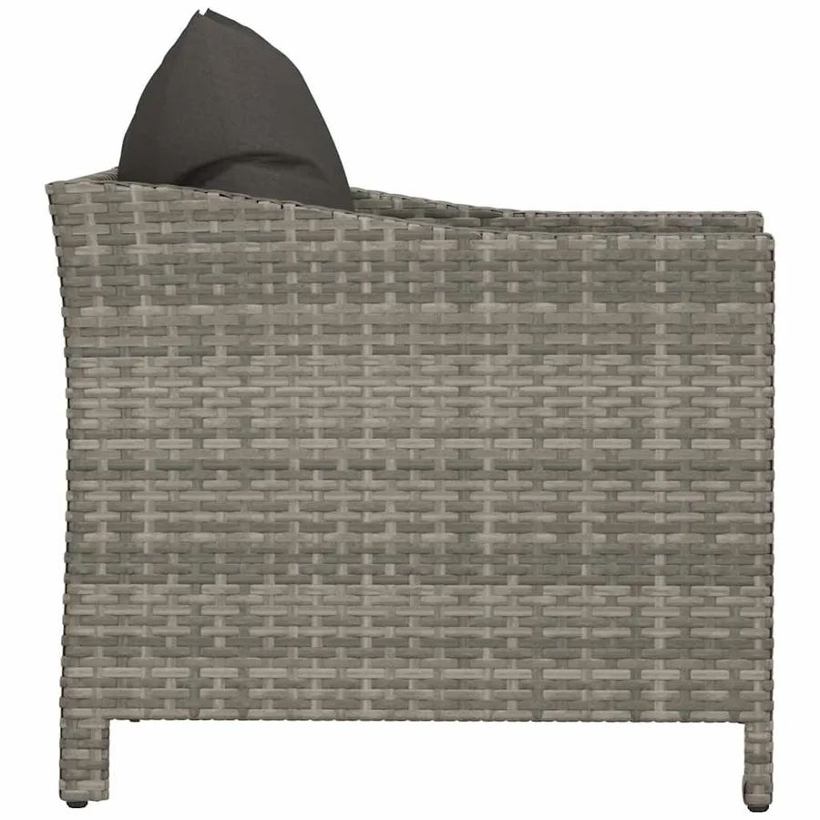 Fauteuil de jardin avec coussin en polyrotin gris - 5
